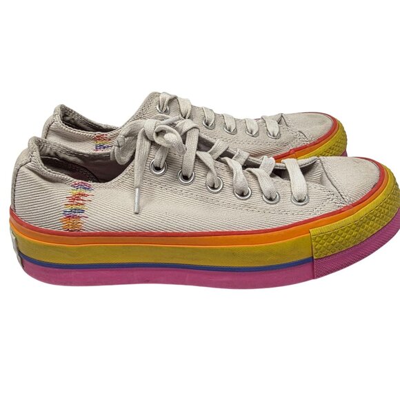 Converse All Star Womens Rainbow Canvas Sneakers Size 6.5 US Multi-Color Pride E - Picture 3 of 7